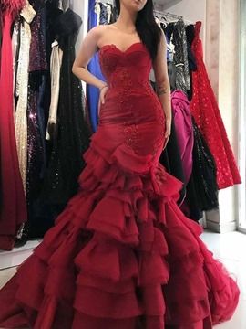 Ericdress Beaded Short Sleeves Mother Of The Bride Dress 12404894 - Ericdress.com Prom Dress Burgundy, How To Dress For A Wedding, Burgundy Prom, Tulle Prom Dresses, Mermaid Sweetheart, Sweetheart Prom Dress, Burgundy Prom Dress, Tulle Prom Dress, Tulle Lace