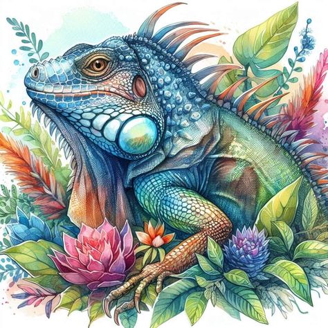 Iguana Drawing, Iguana Painting, Monitor Lizard Drawing, Desert Lizard Drawing, Iguana Watercolor, Desert Lizards, Chameleon Lizard, Dragon Artwork, Pen Art