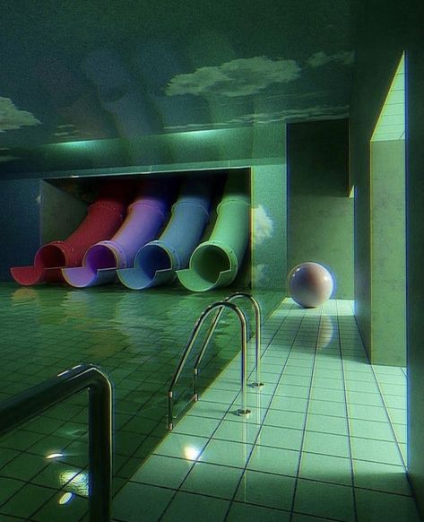 pool room leading to your worst nightmare. Dreams Core Aesthetic, Dreamcore Aesthetic, Brutalism Architecture, Vaporwave Art, Dreamcore Weirdcore, Pool Rooms, Liminal Spaces, Strange Places, Floor Art