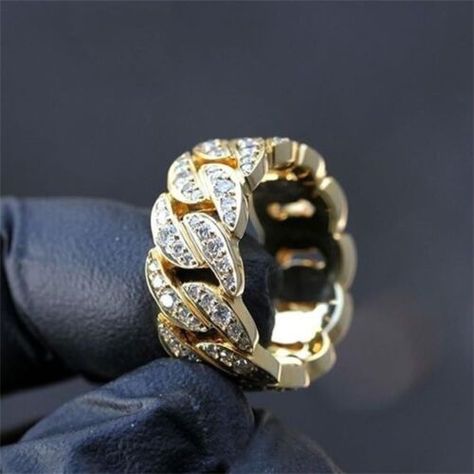 https://jewelleryrings.co.uk/ Find many great new & used options and get the best deals for Men Luxury Shiny Wedding Cuban Gold Ring Inlaid Rhinestone Hip Hop Diamond at the best online prices at eBay! Free delivery for many products! Icey Jewelry, Iced Out Cuban Link Chain, Jewellery Logo, Rock Rings, Image Swag, Ring Men, Trendy Ring, Linking Rings, Bling Rings