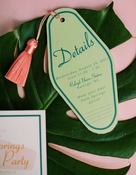 Palm Springs Planner's Brunch | Morgan Harris Design Eclectic Wedding Invitations, Palm Springs Bach, Palm Springs Party, Palm Springs Bachelorette, Royal Theme, Palm Springs Style, Downtown Raleigh, Royal Party, Sweet Water