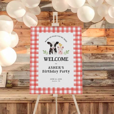 Gingham Decorations, Farm Animals Birthday, Leopard Decor, Cute Farm Animals, Zebra Decor, Animal Print Decor, Small Gathering, Cow Birthday, Farm Animal Birthday