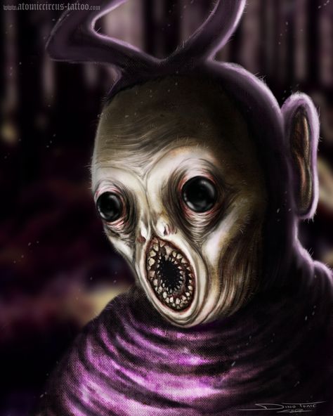 creepy | Tinky Winky from Teletubbies by AtomiccircuS on deviantART Tinky Winky, Creepy Gif, Horror Photos, Scary Drawings, Creepy Kids, Halloween Painting, High Art, Horror Art, Best Funny Pictures