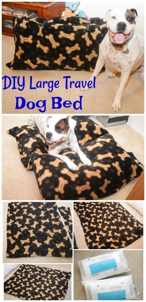 Dog Bed Diy Large, Diy Dog Bed Pillow, Big Dog Beds, Dogs Bed, Dogs Diy Projects, Travel Dog, Travel Bed, Dog House Diy, Diy Dog Bed