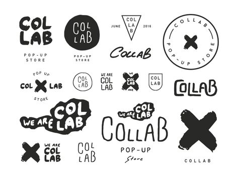 Collab Logo Explorations Brand Collaboration Design, Collaboration Logo Design, Pop Logo Design, Artsy Logo, Logo Exploration, Combination Logo, Pop Logo, Minimal Flat, Graphic Design Blog