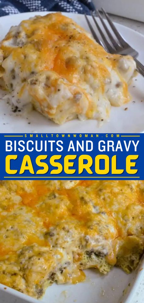 Put this egg bake on your breakfast platter! This make-ahead breakfast casserole is an easy brunch menu idea family and friends will love. Complete with sausage and cheese, this is the BEST Biscuits and Gravy Casserole! White Sausage Gravy, Casserole With Biscuits, Sausage Egg Bake, Egg Bake Recipe, Best Biscuits And Gravy, Gravy Casserole, White Sausage, Breakfast Casserole With Biscuits, Biscuits And Gravy Casserole