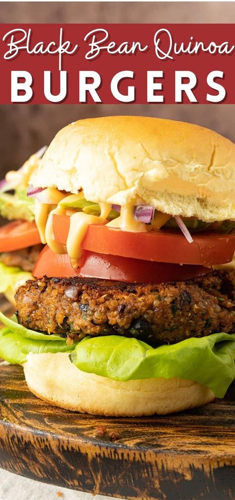 Black Bean Quinoa Burgers Quinoa Burgers Vegan, Bean Fritters, Quinoa Burger Recipe, Quinoa Curry, Black Bean Quinoa Burger, Black Bean Burger Recipe, Quinoa Burger, Bean Quinoa, Beet Burger