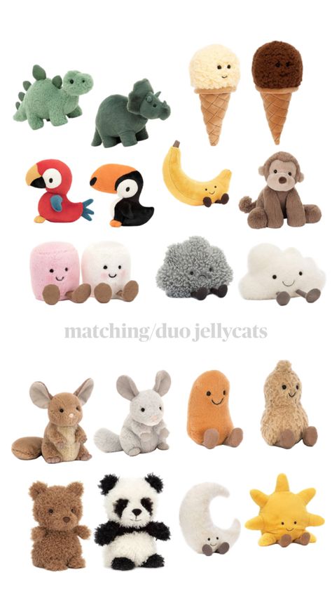 jellycats Matching Jelly Cats For Best Friends, Matching Jelly Cats Trio, Jelly Cats Matching, Duo Jelly Cats, Matching Jelly Cats Duo, Jellycat Duos, Matching Jelly Cats, Matching Jellycats, Jellycat Stuffed Animals