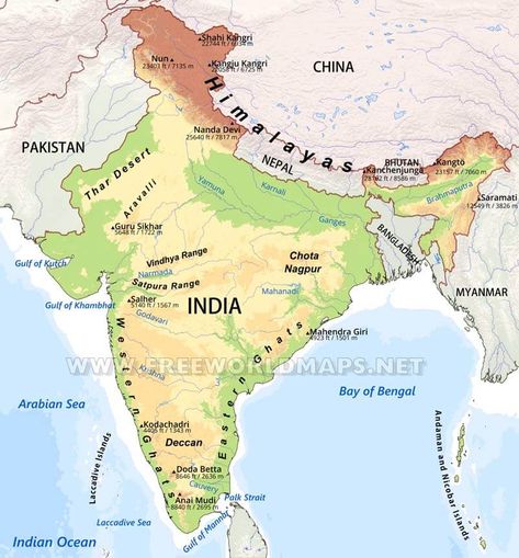 India Physical Map Physical Map Of India, Himalayas Map, Indian Map, India World Map, Mountains In India, World Geography Map, Hazard Map, Map Of India, India Information