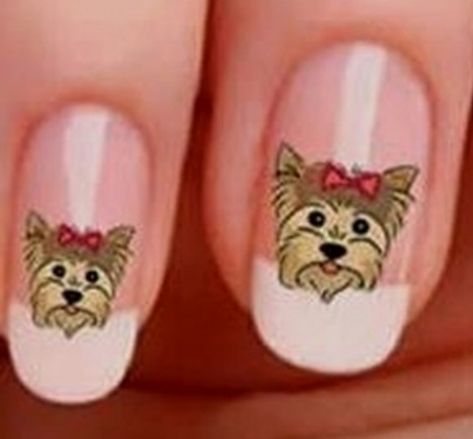 Dog Face Nail Art, Yorkie Nail Art, Dog Nails Design, Puppy Nails, Nail Transfers, Dogs Nails, Dog Nail Art, Cat Nail Art, David Roberts