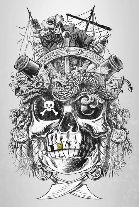 Vintage Pirate Tattoo, Pirate Flag Tattoo, Pirate Skull Tattoos, Pirate Ship Tattoos, Sugar Skull Tattoo, Skull Hand Tattoo, Simple Skull, Family Tree Tattoo, Pirate Tattoo