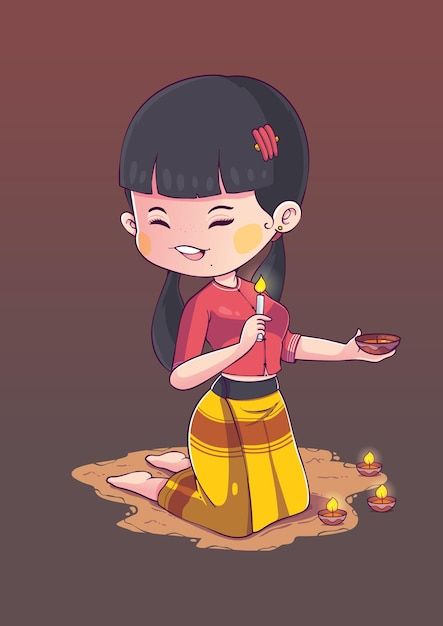 Thadingyut Decoration, Myanmar Girl Cartoon, Thadingyut Festival Illustration, Thingyan Festival Cartoon, Thadingyut Festival Drawing, Thadingyut Festival Photo, Thadingyut Festival Design, Gacha Watermark, Thadingyut Festival