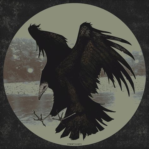 Atrophy by Crowtesque Vulture Illustration, Black Vulture, Bacon Art, Crow Art, Art Photography Portrait, Big Animals, Gothic Metal, Animal Posters, Bird Drawings