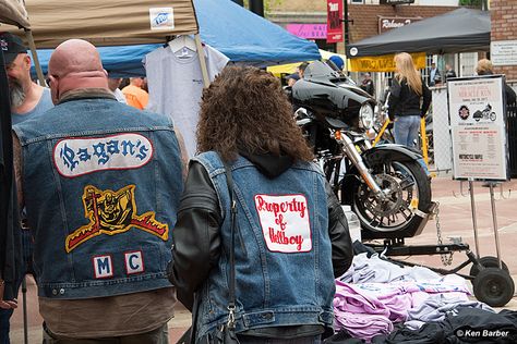 Pagans mc.   Photo credit Ken Barber Pagans Mc, Biker Clubs, Womens Biker Jacket, Harley Softail, Motorcycle Clubs, Biker Jacket, Rocker, Denim Jacket