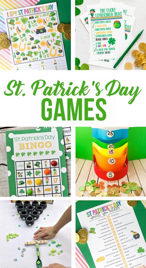 Saint Patricks Party Ideas, Leprechaun Games, Leprechaun Hunt, Games For School, Fun Icebreaker Games, St Patricks Day Crafts For Kids, St Patrick Day Activities, Kids Printables, Holiday Party Games