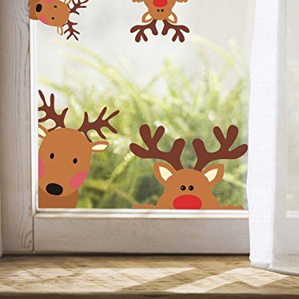 Christmas Decal Vinyl Reindeer Window Decals Car Decal Christmas Decorations Holiday Decor, 4 Count (Reindeer Decals) Christmas Tree Decal Wall Stickers, Classroom Christmas Decorations, Christmas Wall Stickers, Rudolph Christmas, Decorative Window Film, Christmas Decals, Nursery Wall Stickers, Christmas Classroom, Christmas Window