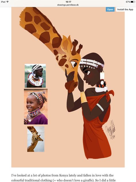 Black Woman Cartoon, Kenyan Art, Pernille Ørum, Kenya Art, Africa Drawing, 3d Karakter, Afrikaanse Kunst, Fallen In Love, African Girl