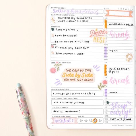 Passion Planner Inspiration, Passion Planner Daily, Digital Moodboard, Thoughts Of The Day, Journal Planning, Prevent Burnout, July Calendar, Daily Ideas, Planner Layouts