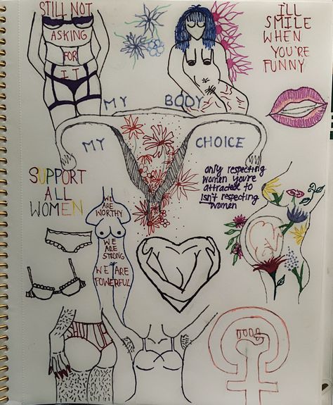 #women #empoweringwomen #feminist #feminism #art #drawing #drawingideas #sharpies #loveyourself Feminist Sketches Art, Feminist Drawing Art, Simple Feminist Art, Illustration Art Feminism, Feminism Drawing, Feminist Drawing, Therapy Prompts, Feminist Tattoos, Feminist Symbol