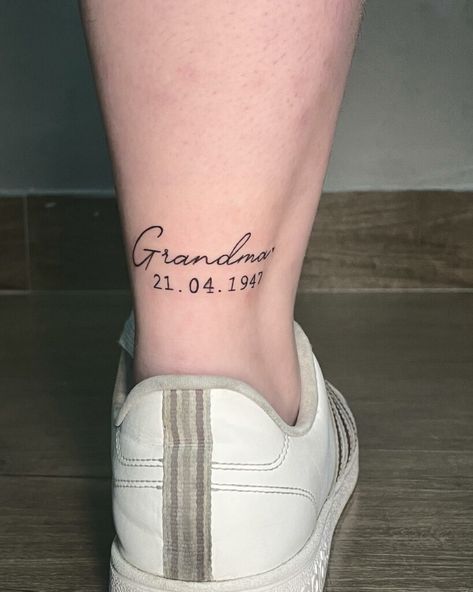 Tattoo For Mom And Grandma, Tattoo Grandma, Grandmother Tattoo, Grandma Tattoos, Small Matching Tattoos, Small Meaningful Tattoos, Remembrance Tattoos, Arm Tattoos For Women, Tattoo Font