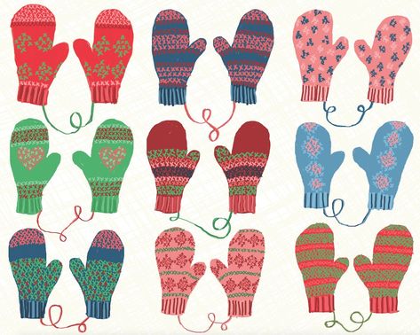 Mitten Illustration, Mittens Illustration, Christmas Mittens, Fall Art Projects, New Year Art, Winter Illustration, New Year's Crafts, Winter Painting, Christmas Drawing