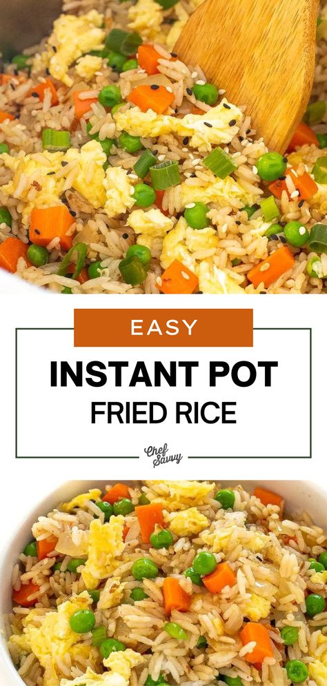 This easy Instant Pot Fried Rice with Egg and Veggies Recipe is officially the quickest and most delicious way to make fried rice! This fried rice comes out even better than take out. With tons of veggies and eggs, it is packed with nutrients and protein. Follow Chef Savvy for more instant pot Recipes! Instant Pot Fried Rice, Rice With Egg, Make Fried Rice, Best Easy Dinner Recipes, Chef Savvy, Veggie Fried Rice, Fried Rice With Egg, Chicken Fried Rice Recipe, Pork Fried Rice