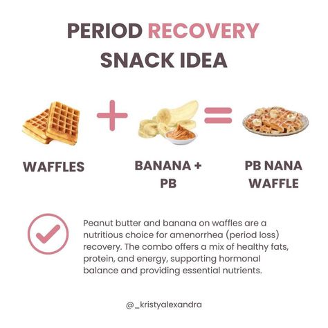 Peanut butter and banana on waffles are a nutritious choice for amenorrhea (period loss) recovery. The combo offers a mix of healthy fats, protein, and energy, supporting hormonal balance and providing essential nutrients. Follow for more balanced meals and snacks for period recovery. If you wanna know more about how I can help you with restoring your period DM me “RESTORE” 🌸 #amenorrhea #hypothalamicamenorrhea #balancedmeals #weightrestored #hormonebalance #noperiodnowwhat #fertilityj... Snacks For Period, Period Recovery, Peanut Butter And Banana, Recovery Food, Hormonal Balance, Balanced Meals, Essential Nutrients, Green Life, Hormone Balancing