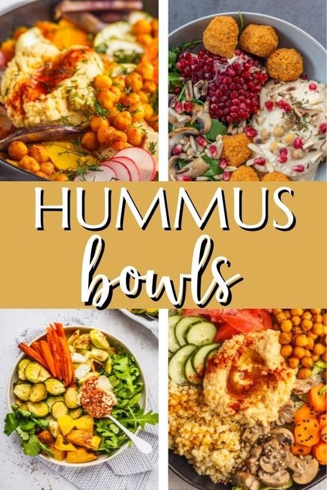 Hummus bowls are a delicious and healthy meal with endless variations. Make up a batch of hummus and serve it with your favorite toppings. It's the perfect meal prep for easy lunch and dinner. Hummus Plate Dinner, Hummus Power Bowl, Dinner Recipes With Hummus, Meals With Hummus Dinners, Recipes With Hummus Lunch Ideas, Hummus Ideas Meals, Dinner With Hummus, Hummus Plate Lunch, Lunch With Hummus