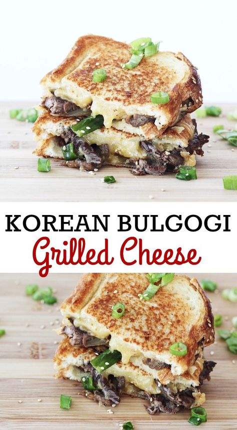 Bulgogi Sandwich Recipe, Beef Grilled Cheese, Korean Food Recipes, Japanese Sandwich, Korean Bulgogi, Asian Beef, Grilled Cheese Sandwiches, Bulgogi Beef, Grilled Cheese Recipes