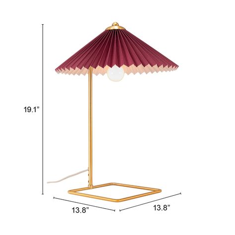 Lee's Dream Table Lamp Red & Gold - N/A - Bed Bath & Beyond - 36701571 Red Table Lamp, Steel Paint, Retro Art Deco, Bedroom Desk, Gold Table Lamp, Gold Table, Chandelier Lamp, Lamps Ceiling, Incandescent Bulbs