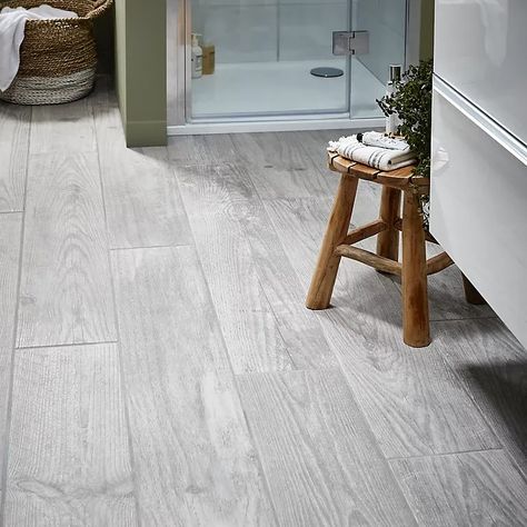 10 Best Bathroom Floor Tile Ideas Light Grey Wood Floors, Gray Wood Tile Flooring, Wood Tile Bathroom Floor, Grey Wood Tile, Wood Effect Floor Tiles, Wood Effect Porcelain Tiles, Wood Tile Bathroom, Wooden Floor Tiles, Tiles Uk