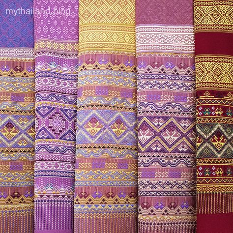 Traditional Silk Fabric With Embroidered Patterns, Thai Fabric Pattern, Thai Silk Pattern, Bollywood-style Silk Fabric With Intricate Embroidery, Thailand Silk Fabrics, Lao Textiles, Thai Fabric, Traditional Thai Clothing, Tenun Ikat