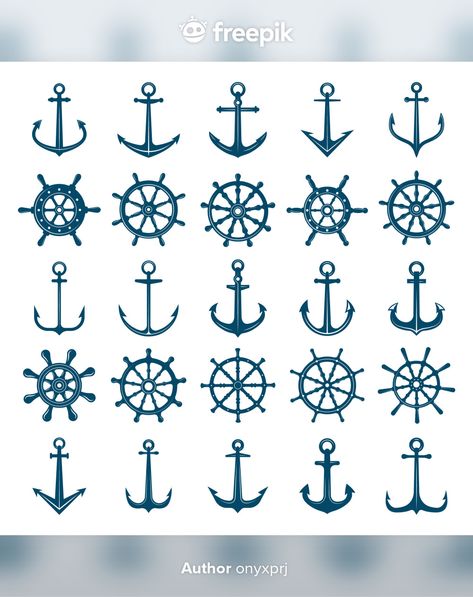 Ship Wheel Tattoo, Tattoo Anchor, Wheel Tattoo, Icon Tattoo, Marines Logo, Boat Wheel, Anchor Icon, Ship Vector, Marine Anchor