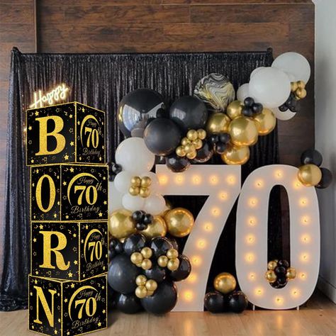 4 Pcs Black Gold 70th BORN 1954 Birthday Gift Boxes for Men Women Birthday Graduation Theme Party 70th Party Decor, 70th Theme Birthday Party Ideas, 70th Balloon Ideas, 70th Decoration Ideas, 75 Th Birthday Party Ideas For Mom, 70 Birthday Balloon Ideas, 70birthday Party Ideas, 60th Birthday Backdrop Ideas For Mom, 75th Party Ideas