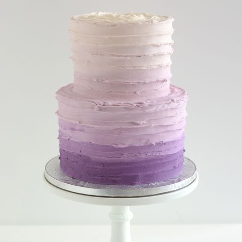 Purple Birthday Cake Two Tier, Purple And White Graduation Cakes, One Tier Purple Wedding Cake, Lavender Ombre Cake, Purple Tiered Birthday Cake, Purple Cake Designs Birthday 2 Tier, Purple Ombre Birthday Cake, Two Tier Ombre Cake, Purple 1st Birthday Cake