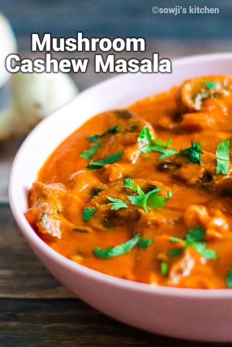 Mushroom Korma, Mushroom Masala Recipe, Mushroom Masala, Mushroom Curry, Curry Recipes Vegetarian, Restaurant Style Recipes, Vegetarian Main Course, Veg Curry, Vegetarian Meals For Kids