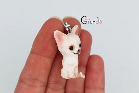 Short Haired Chihuahua, Bat Jewelry, Baby Bats, Magic Hands, Fairy Necklace, Polymer Clay Animals, Clay Craft, Clay Animals, Necklace Handmade