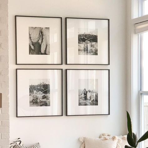 Shannon Oleksak on Instagram: "new gallery wall up in the living room. Slowly but surely adding art and photos to the walls. The built ins on the other side are still missing cabinet doors but Jake dropped hinges off at the shop today so they should be ready next week (good bye cords all other the place that have driven me crazy-no one else has seemed to care but me 🤪)" Wedding Photo Gallery Wall Ideas, Hallway Frames, Grey Street, Wall Inspiration, Apt Ideas, Photo Wall Gallery, Wedding Photo Gallery, Slowly But Surely, Cool Wall Decor