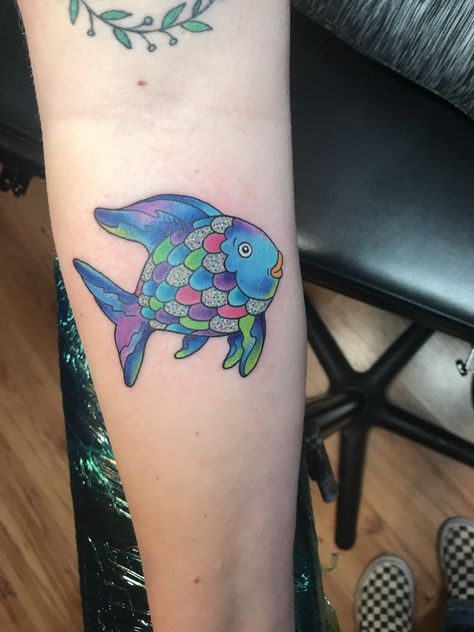 Rainbow Fish Tattoo Rainbow Fish Tattoo, Bright Tattoos, About Rainbow, Fantasy Tattoos, Fish Tattoo, Tattoo Design Ideas, Bee Tattoo, Calf Tattoo, Rainbow Fish