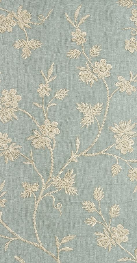 Hermione Embroidered Curtain Fabric Sea Blue Linen Curtain fabric with embroidered cream/gold floral design. Linen Curtain, Curtain Texture, Linen Curtains, Chiaroscuro, Fabric Texture, Sea Blue, Photo Design, Gold Floral, Curtain Fabric