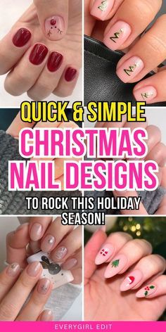 Natural Christmas Nail Designs, Diy Gel Nails At Home Christmas, After Christmas Nail Designs, Cute Short Christmas Nails Ideas, Anc Christmas Nails, Simple Xmas Nails Short, Christmas Nail Inspo Short Simple, Christmas Simple Nail Ideas, Easy Christmas Nails Design