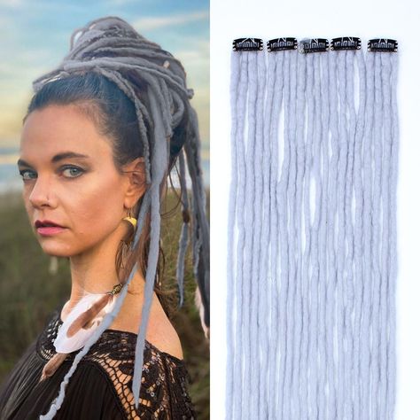 PRICES MAY VARY. EASY TO APPLY: These clip in dreadlock extensions simply attach to existing locks with strong yet comfortable plastic clips - no glue or tools needed NATURAL LOOK: Synthetic fiber material looks and feels just like real dreadlocks for a seamless style upgrade or length increase DURABLE STYLE: Lasting construction stands up to daily wear and various hairstyles while keeping your natural hair healthy and damage-free WIDE RANGE: Set includes clips and dread pieces in multiple diame Real Dreadlocks, Female Dreadlocks Styles, Handmade Dreadlocks, Dreads Styles For Women, Dreadlocks Braids, Dreads Extensions, Wool Dreadlocks, Salt And Pepper Hair, Dread Extensions