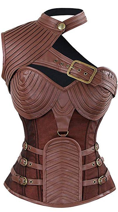 Leather Corset for Halloween Outfits. Steampunk or Burning Man Costumes. Team with Mask. Steampunk Gothic Heavy Strong Steel Boned Corset. Vamp Halloween costume ideas. #halloween #burningmanfestival #steampunk #gothicoutfit #halloweencostume #affiliatelink Gothic Plus Size, Armor Female, Steampunk Mode, Steampunk Outfits, Gothic Burlesque, Burlesque Vintage, Moda Steampunk, Corset Steampunk, Mode Steampunk