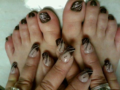 clear gel, polished tips and toes with free hand design. Y2k Toes Nails, Black And Silver Toenails, Y2k Pedicure, Y2k Toenail Designs, 2000s Pedicure, 2000s Toe Nail Designs, 2000s Toe Nail Art, Fruit Nail, Free Hand Designs