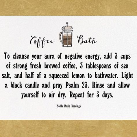 Coffee Manifestation, Coffee Bath, Stella Maris, Spiritual Bath, Witch Herbs, Bath Recipes, Learning Tarot Cards, Spiritual Cleansing, Magic Herbs