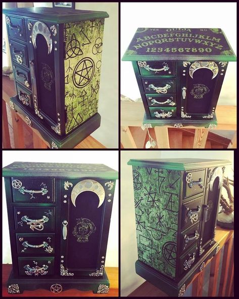 Gefällt 1,235 Mal, 37 Kommentare - Curiology (@_curiology_) auf Instagram: „I'll have three more Witch jewellery boxes made ready for sale on April 1, and two more will be…“ Gothic Furniture Diy, Jewelry Box Makeover, Sharpie Mug, Gothic Furniture, Astuces Diy, Jewelry Box Diy, Witchy Crafts, Goth Home, Goth Home Decor