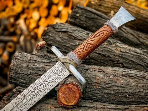 Hand Forged Custom Viking Sword Medieval Viking Sword, Norse Sword With Scabbard Viking Berserker, Camping Knots, Oc Stuff, Types Of Knives, Homemade Fudge, Collectible Knives, Swords Medieval, Cool Swords, Coconut Rice