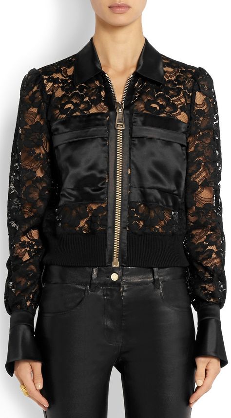 Givenchy Black Lace Jacket, Givenchy Sandals, Short Women Fashion, Lace Jacket, Cute Jackets, Lace Fashion, Fashion Design Clothes, Fashion Wear, Fashion Details