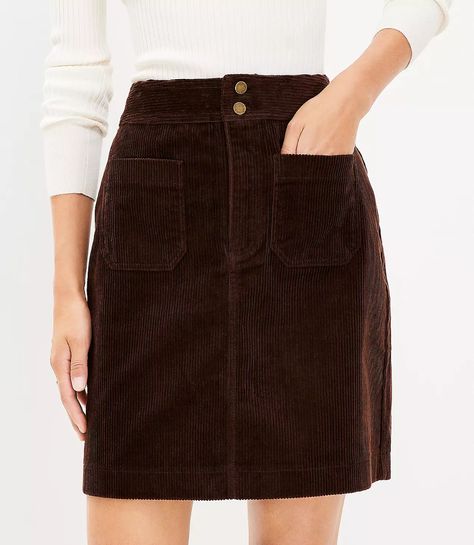 35542148 Iced Espresso, Corduroy Skirt Outfit, Pocket Skirt, Winter Skirt Outfit, Fall Winter Wardrobe, Corduroy Skirt, Casual Work Outfits, Fall Skirts, Trendy Clothes For Women