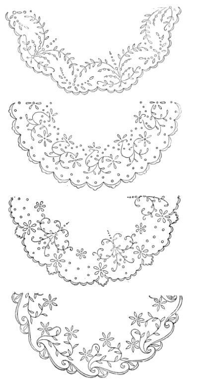 Edge Embroidery Ideas, Edge Ideas, Whitework Embroidery, Embroidery Template, Cutwork Embroidery, Pola Sulam, Hand Embroidery Flowers, Embroidery Patterns Vintage, Embroidery Flowers Pattern